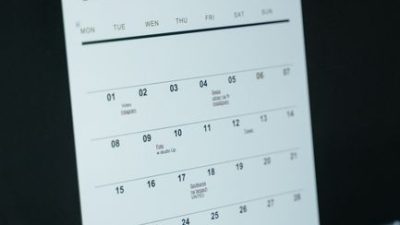 Close-up of digital content plan on laptop screen, ideal for scheduling visuals.